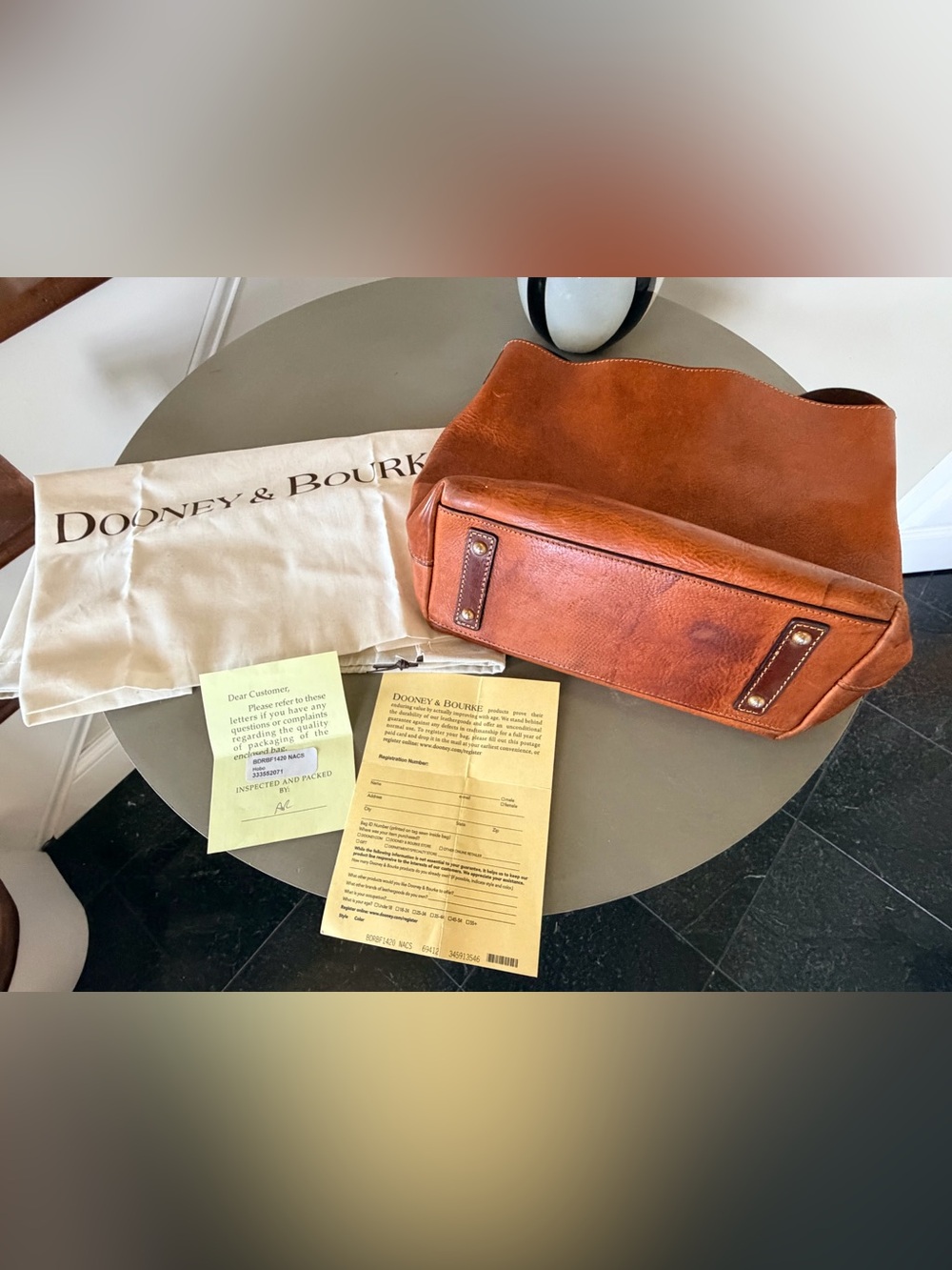 Dooney & Bourke Hook Closure Caramel Leather Shoulder Bag - Picture 5 of 8